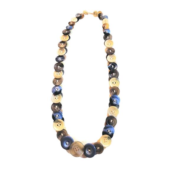 Vintage Buttons Double Side Handmade Statement Necklace OOAK - Picture 5 of 6